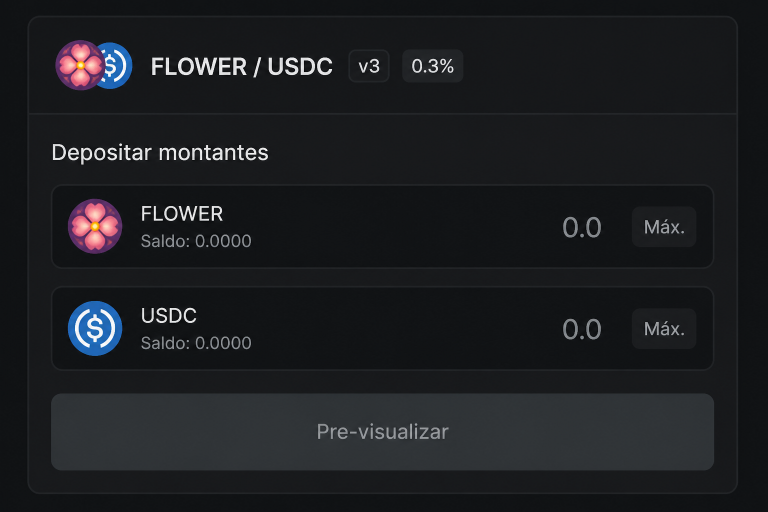 Deposit FLOWER and USDC amounts